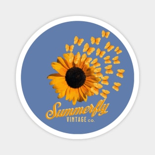 SUNFLOWER & Butterflies - Summerfly Vintage Magnet